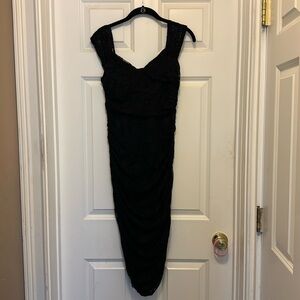 Express Cap sleeve lace overlay dress